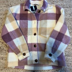 DSG Purple and Cream Plaid Kids Sweater/Jacket
